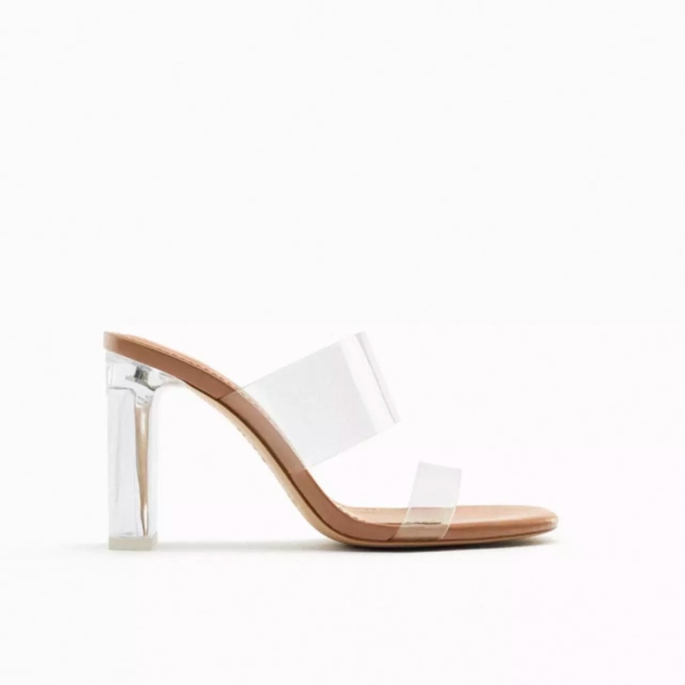 Zara Lucite Clear Heels NWT